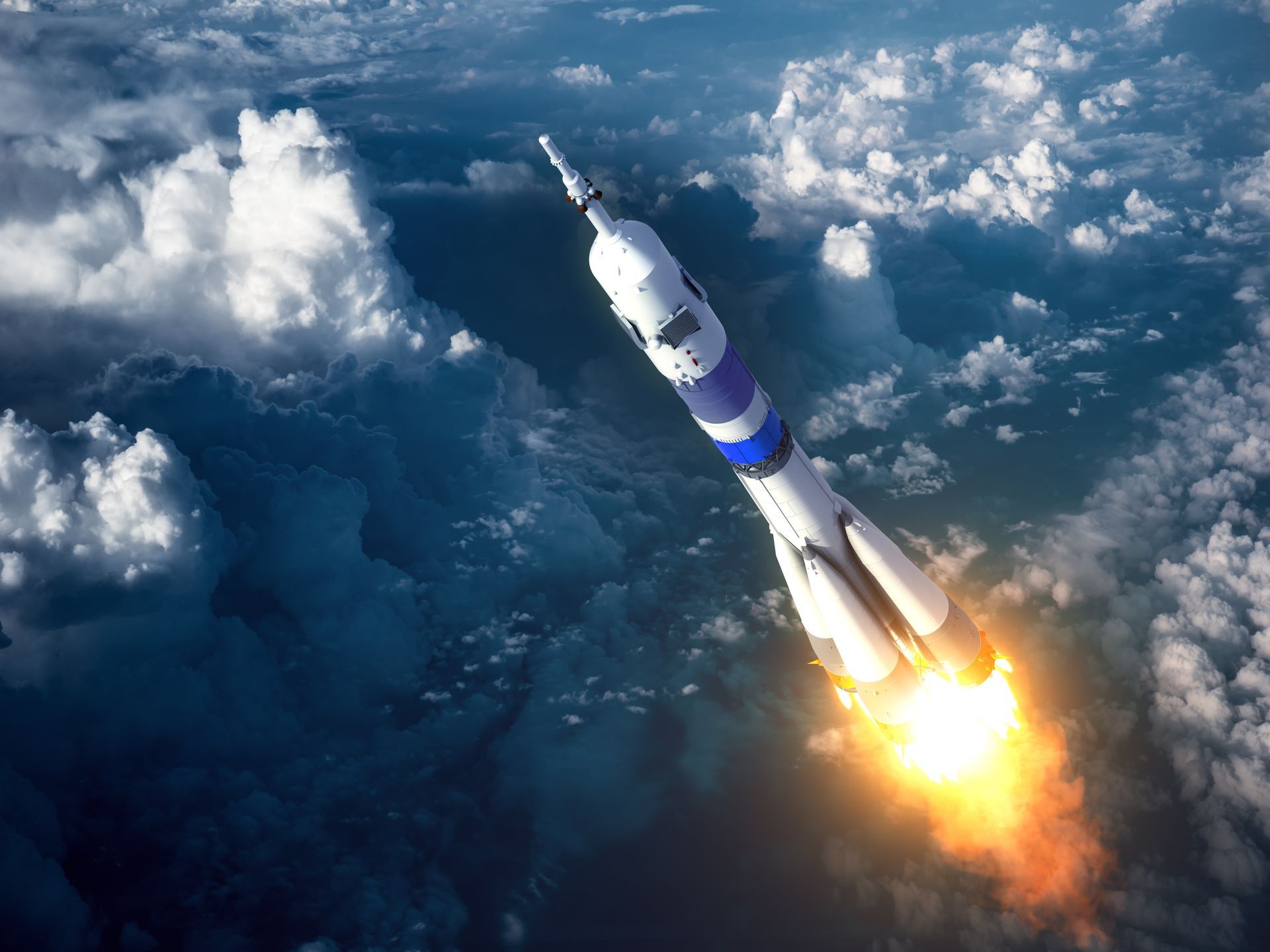 Rocket launching into orbit