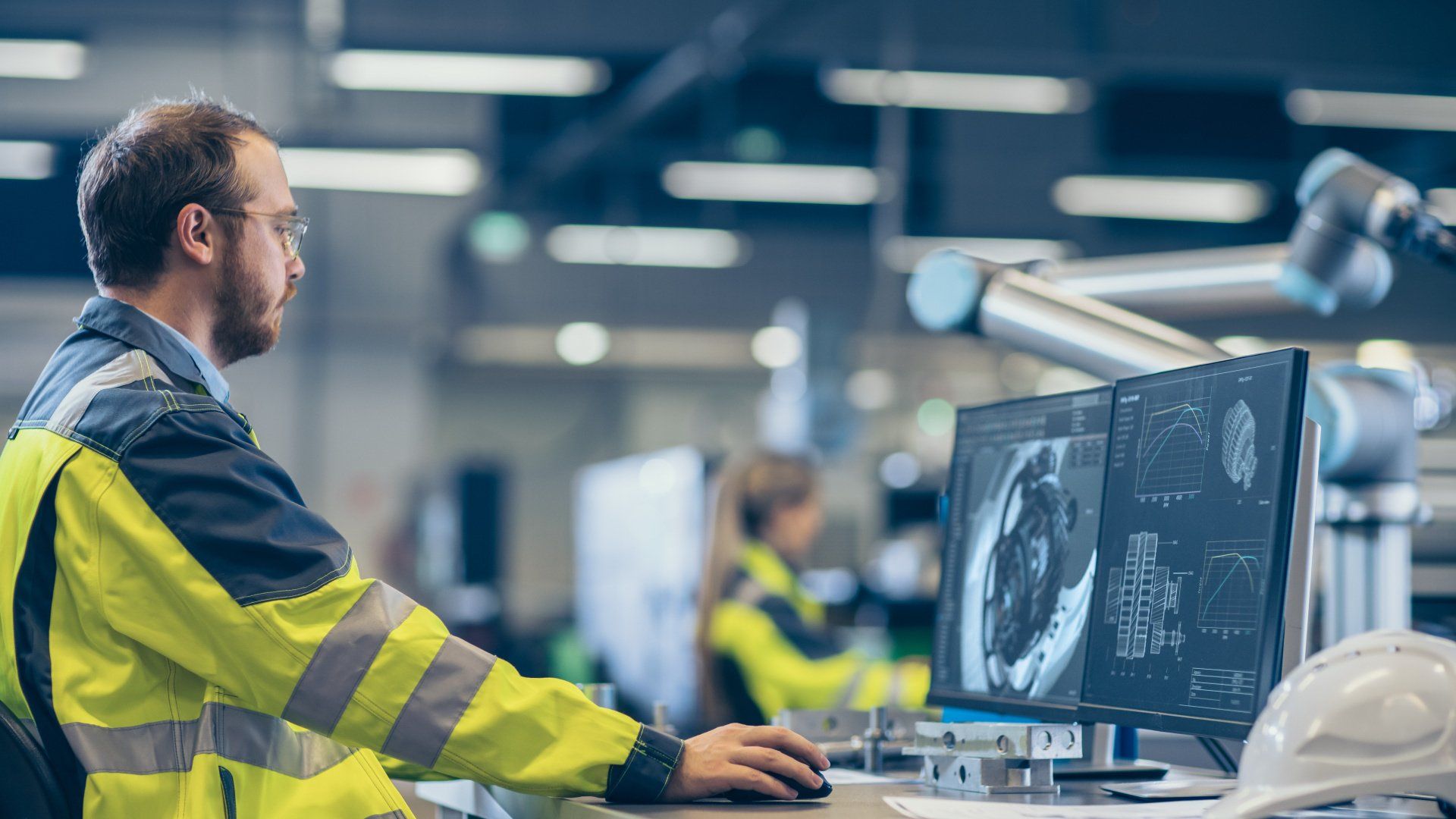 Engineer working on a CAD drawing