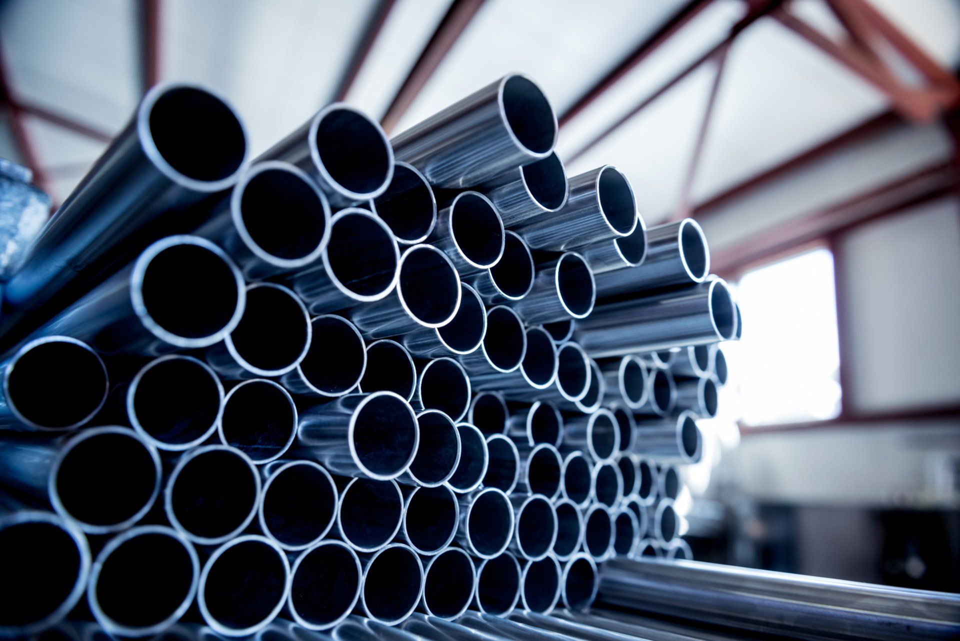 Stacked stainless steel piping