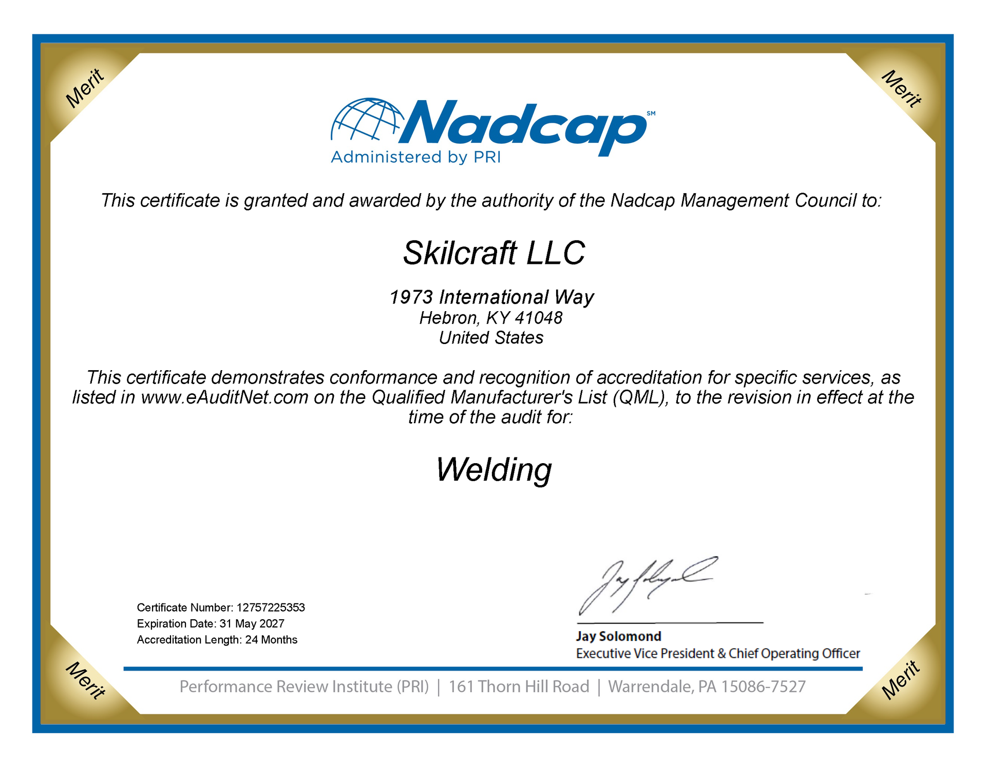 Certificate Nadcap