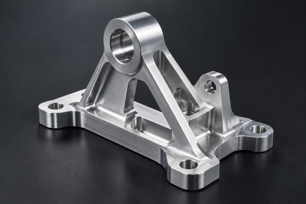 Structural component produced with advanced CNC machining, featuring recessed pockets, ribs, and mounting holes